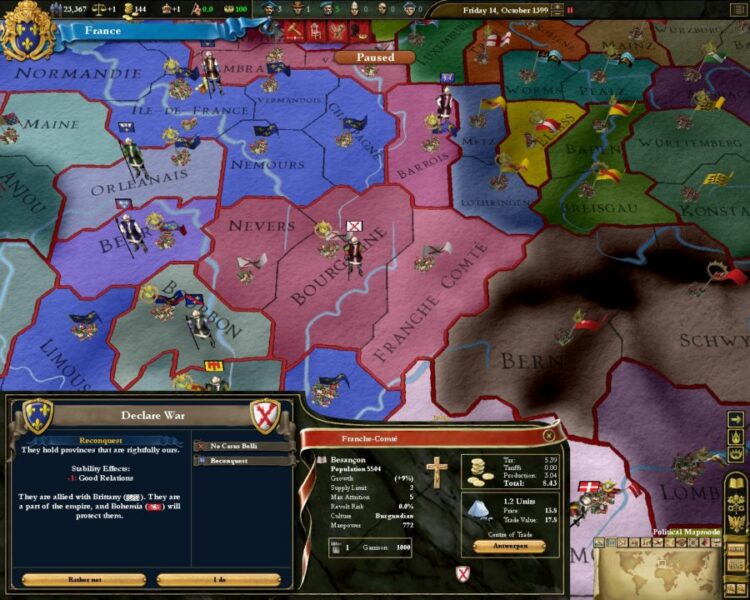 Europa Universalis III: Heir to the Throne (PC) Скриншот — 3